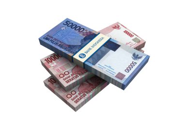 3D Endonezya rupiah para beyaz arka plan