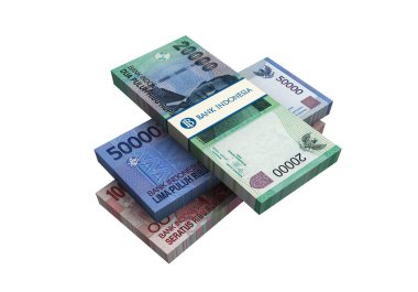 3D Endonezya rupiah para beyaz arka plan