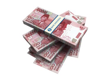 3D Endonezya rupiah para beyaz arka plan