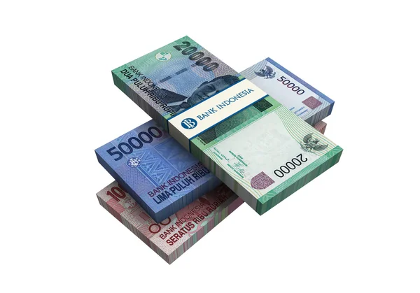 3D indonéské rupie peníze bílé pozadí — Stock fotografie