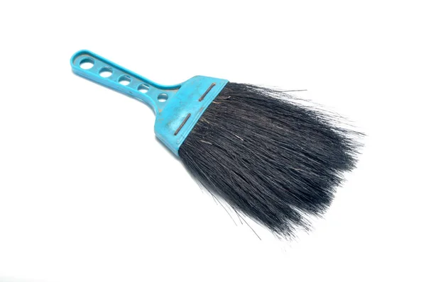 Small Broom Blue Handle White Background — Stock Photo, Image