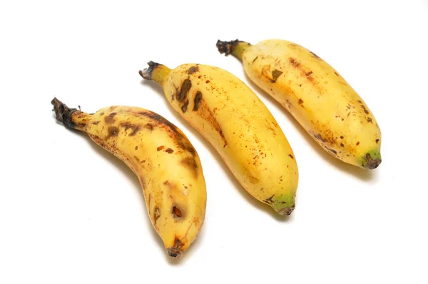 Dojrzałe Banany Żółte Białe Tło — Zdjęcie stockowe