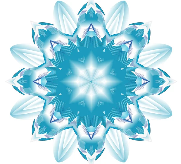 Mandala Kék Levegő Faragott Sugár Csillag Fehér Alapon — Stock Fotó