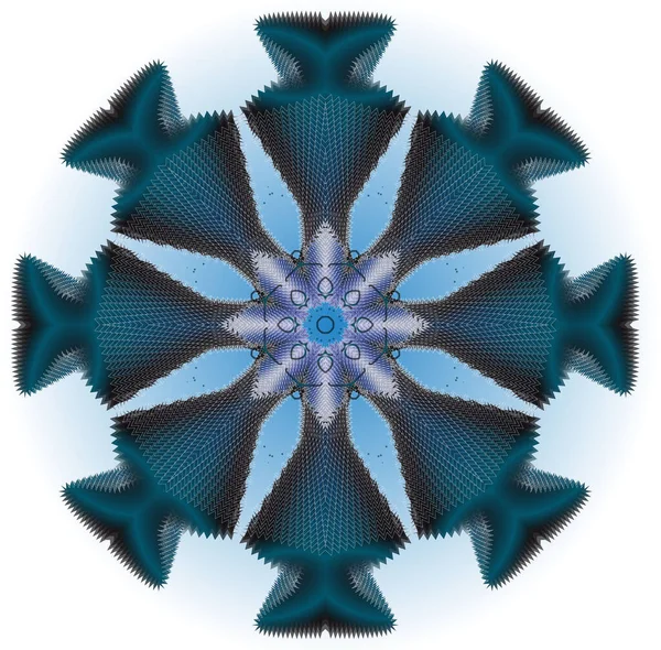 Ογκομετρικός Κώνος Στη Μέση Του Αστεριού Λευκό Φόντο Mandala — Φωτογραφία Αρχείου