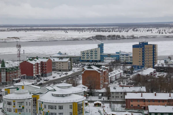 Blick Vom Hügel Auf Die Stadt Khanty Mansiysk Autonomen Okrug — Stockfoto