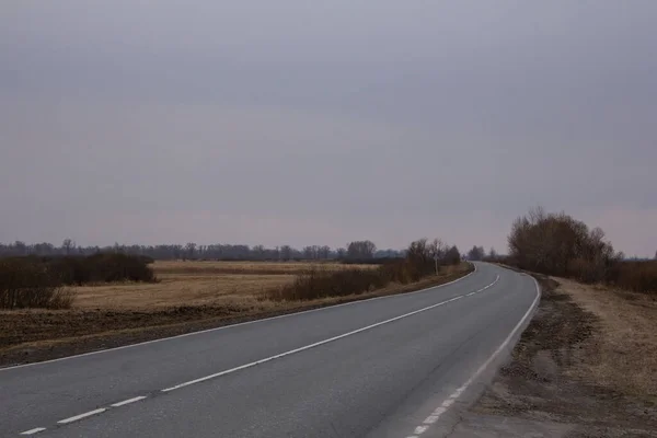 Route Entre Les Champs Sentier Régional Deux Voies Serpente Travers — Photo