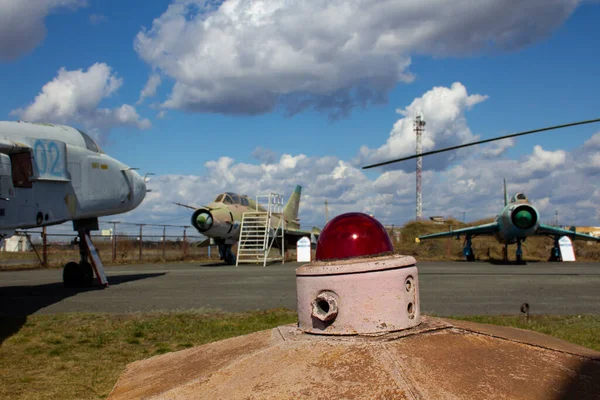 Музей Авіації Просто Неба Атакуючі Літаки Винищувачі Гелікоптери Музеї Авіації — стокове фото