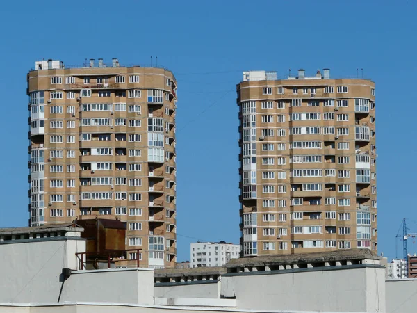 Kortárs Városi Építészet Modern Toronyház Lakóépületek Ufa Városában — Stock Fotó