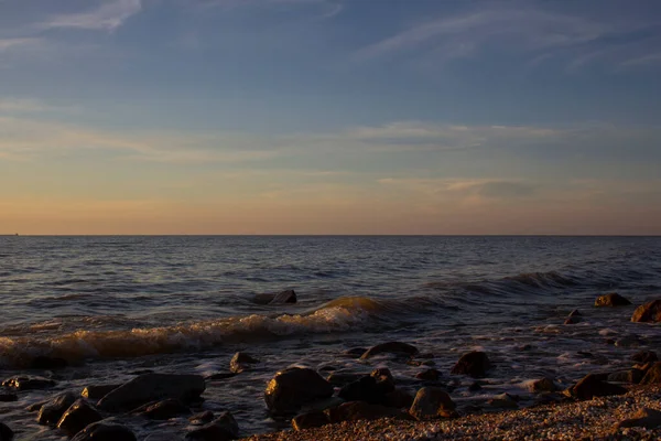 Matahari Terbenam Laut Azov Indah Lanskap Dengan Matahari Terbenam Langit — Stok Foto