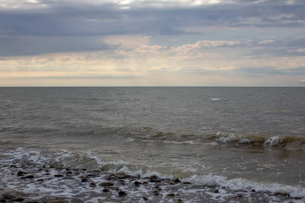 Захід Сонця Азовському Морі Чудовий Краєвид Вечірнім Заходом Сонця Над — стокове фото