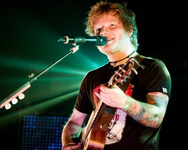Ed Sheeran performing at HMH music festival