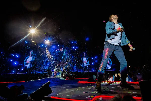 Coldplay Виступають Музичному Фестивалі Маліевельді — стокове фото