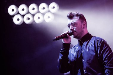 Sam Smith performing on stage during  music concert  