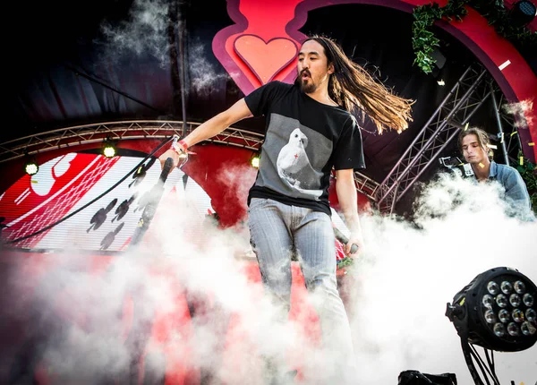 Steve Aoki Actuando Escenario Durante Concierto Música —  Fotos de Stock