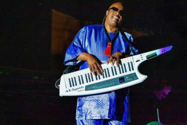 Stevie Wonder performing on stage during  music concert   clipart