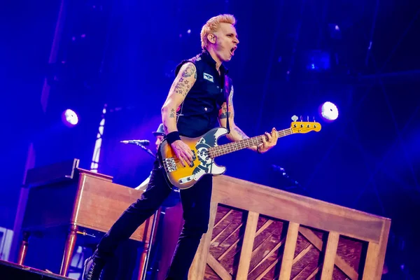 Green Day Vystupoval Pódiu Během Hudebního Koncertu — Stock fotografie