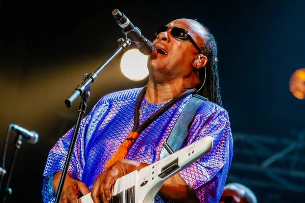 Stevie Wonder Actuando Escenario Durante Concierto Música — Foto de Stock