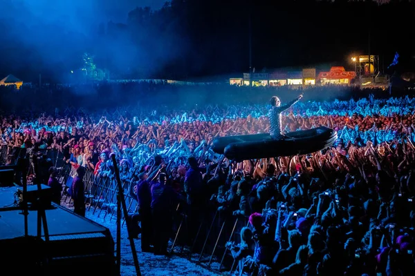 Rammstein Fellépett Színpadon Zenei Koncert Alatt — Stock Fotó