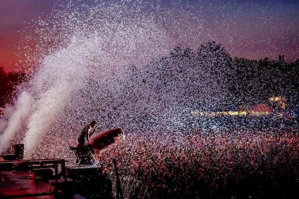 Rammstein Fellépett Színpadon Zenei Koncert Alatt — Stock Fotó