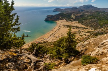 Tsambika Manastırı 'ndan Rodos sahili, Rodos, Yunanistan