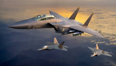 F-15E Eagle Strike Fighter beşinci nesil F-22 'nin yardımıyla
