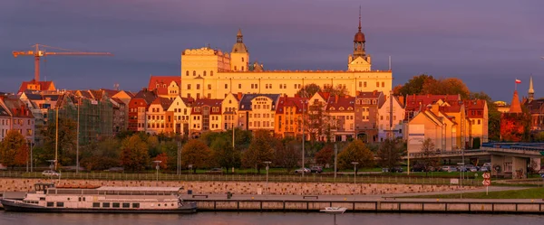 Panorama Historycznej Części Szczecina Polsce — Zdjęcie stockowe