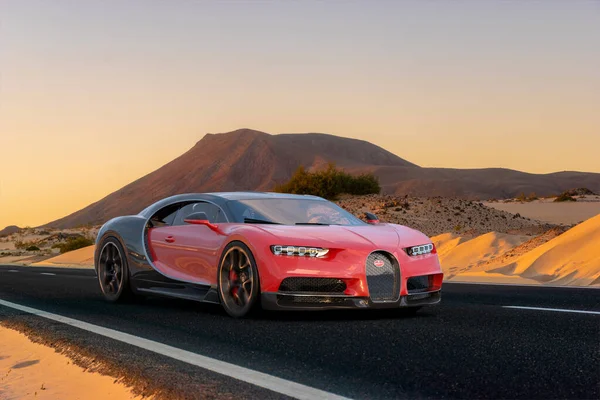 Bugatti Chiron Vacker Naturskön Väg — Stockfoto
