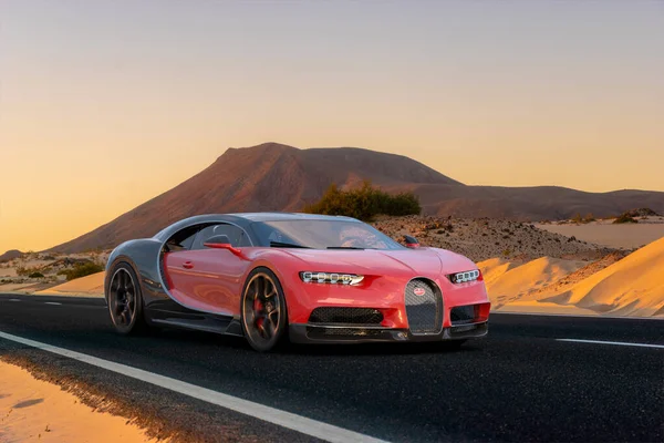 Bugatti Chiron Güzel Manzaralı Bir Yolda — Stok fotoğraf