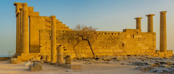 Ruinerna Akropolis Lindos Rhodos Grekland — Stockfoto