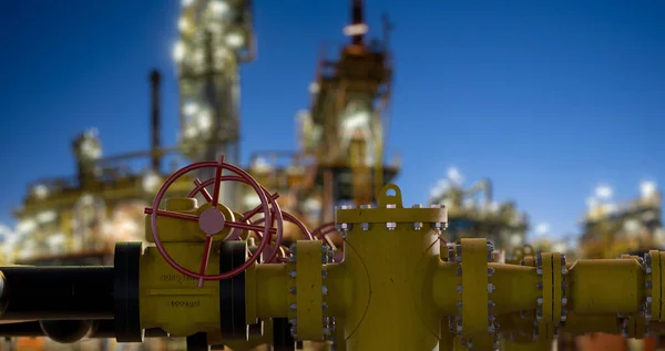 Olieraffinaderij Pijpleiding Kleppen — Stockfoto
