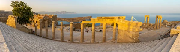 Ruinerna Akropolis Lindos Rhodos Grekland — Stockfoto