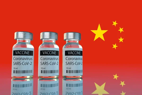 Vacuna Covid Contexto Bandera China — Foto de Stock
