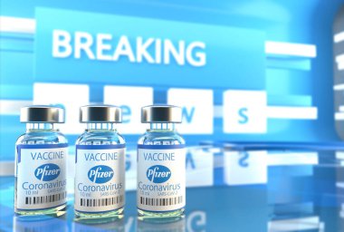 Pfizer vaccine against Covid-19 in the TV studio clipart