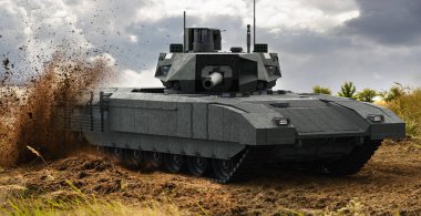 Russian tank of the latest generation T-14 Armata, on the training ground clipart