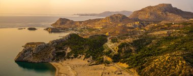 Tsambika Manastırı 'ndan Rodos sahili, Rodos, Yunanistan