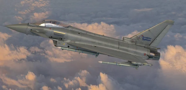 Eurofighter Tajfun Europejski Myśliwiec Wielozadaniowy Locie — Zdjęcie stockowe