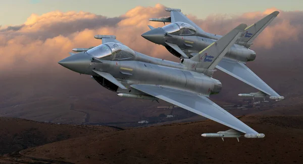 Eurofighter Typhoon Combattant Polyvalent Européen Vol Formation — Photo