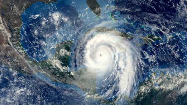 tropical cyclone as seen from space, 3D illustration