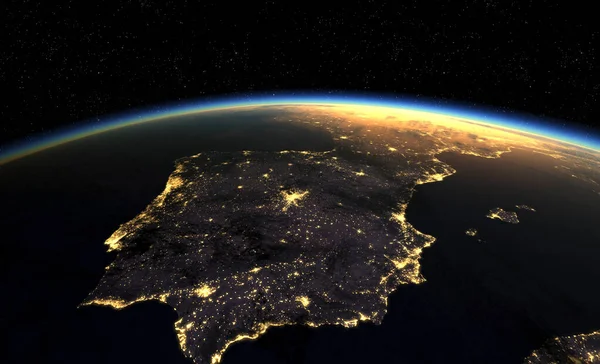 Dünya Gezegeni Uzaydan Göründüğü Gibi Boyutlu Illüstrasyon — Stok fotoğraf