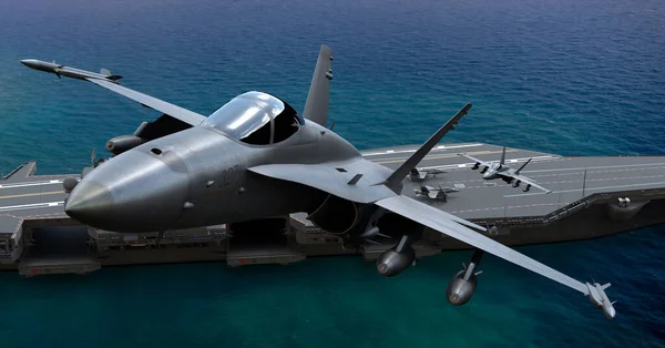 Boeing Hornet Rassemblant Altitude Dessus Porte Avions — Photo