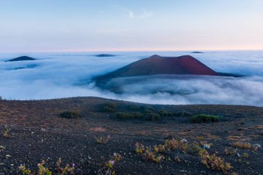 Lanzarote 'nin sabah volkanik manzarası