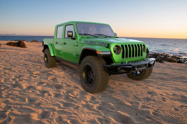 Jeep Wrangler on the beach