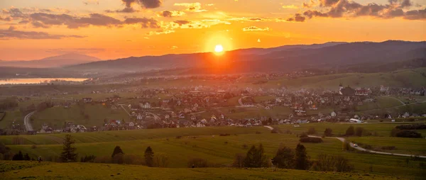 Beautiful Romantic Sunset Mountain Pass Poland — Stock Photo, Image