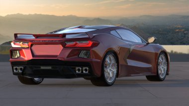 Chevrolet Corvette park yerinde.