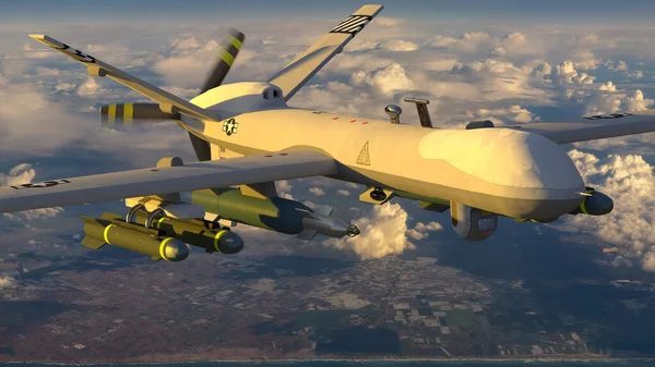 Kaszás Harci Drón Fegyverekkel Egy Küldetés Során — Stock Fotó