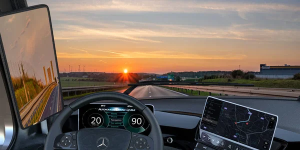 Cockpit Des Autonomen Mercedes Benz Future Truck 2025 — Stockfoto