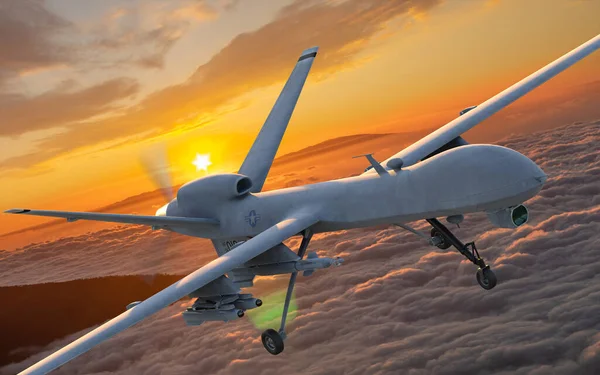 Kaszás Harci Drón Fegyverekkel Egy Küldetés Során — Stock Fotó