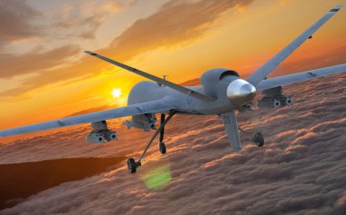 MQ-9 Biçici savaş uçağı görev sırasında silahlarla savaşıyor