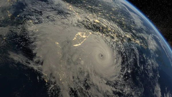 Satélite Vista Del Ojo Tormenta Tropical Render — Foto de Stock