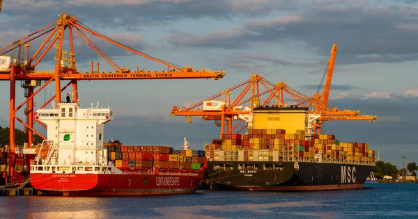 Navio Porta Contentores Porto Marítimo — Fotografia de Stock